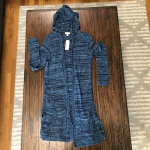 Hooded cardigan duster sweater